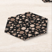 Zeshoek & Driehoek Roze & Bruin op Zwart Patroon Kartonnen Onderzetters (Schuin)