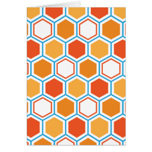 Zeshoek in oranje, blauw en wit