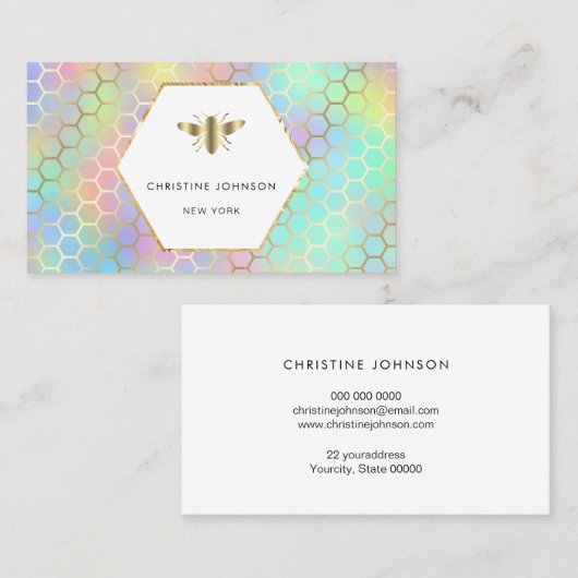 Zeshoek Label Golden Bee (Voorkant / Achterkant)