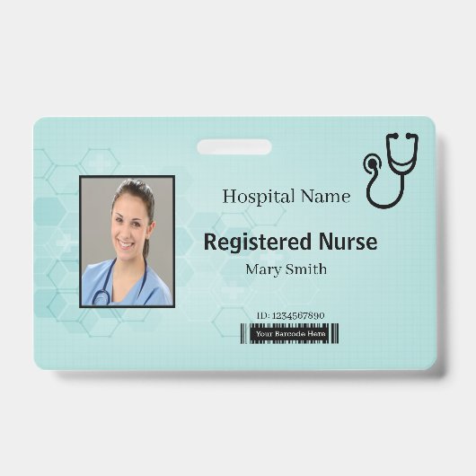 Zeshoek Medische Stethoscoop Foto ID Badge (Voorzijde)