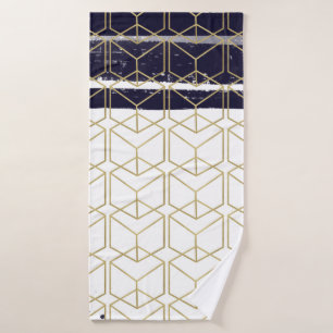 Zeshoek modern marineblauw goud geometrisch glamou bad handdoek