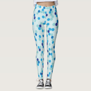 Zeshoek Patroon Blauwe Leggings