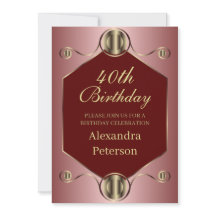 Zeshoek Roze Rood En Goud Geometrische Verjaardag