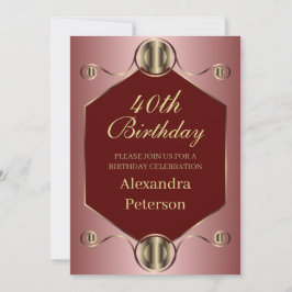 Zeshoek Roze Rood En Goud Geometrische Verjaardag Kaart