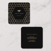 Zeshoeken bij logo op zwart vierkante visitekaartje (Voorkant / Achterkant)