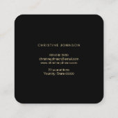 Zeshoeken bij logo op zwart vierkante visitekaartje (Achterkant)
