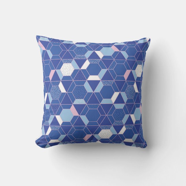 Zeshoeken, driehoeken: geometrisch abstract patroo kussen (Voorkant)