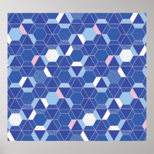 Zeshoeken, driehoeken: geometrisch abstract patroo poster
