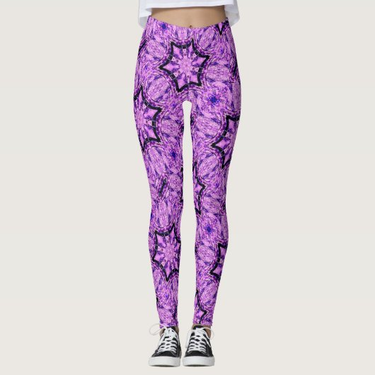 zeshoeken paars leggings (Voorkant)