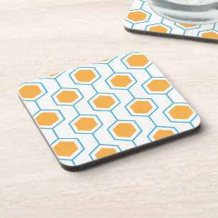 Zeshoekig abstract geometrisch patroon in oranje b bier onderzetter