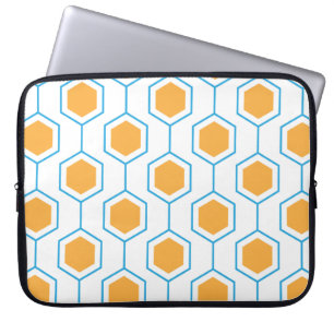 Zeshoekig abstract geometrisch patroon in oranje b laptop sleeve