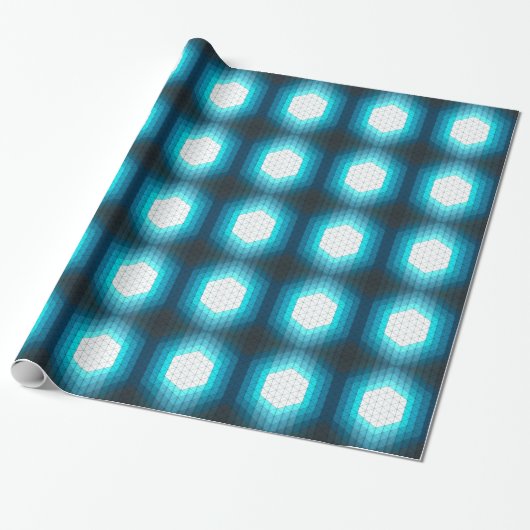 Zeshoekig geometrisch patroon dat gloeit cadeaupapier (Uitgerold)