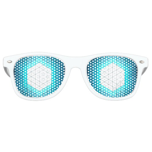 Zeshoekig geometrisch patroon dat gloeit retro zonnebril (Voorkant)
