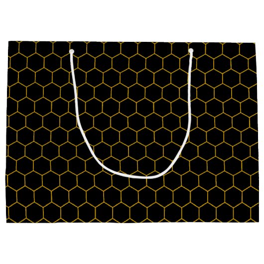 Zeshoekig honingraatpatroon zwart geel abstract groot cadeauzakje (Achterkant)