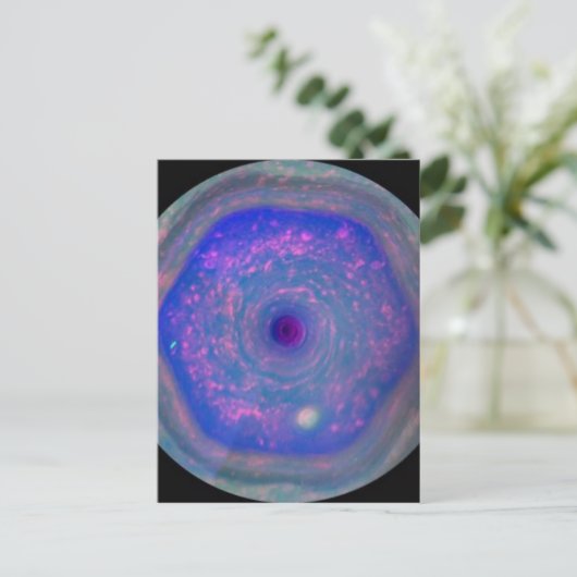 zeshoekig Storm van Saturnus Briefkaart (Staand voorkant)