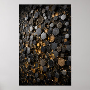 Zeshoekige Bijenkorf Micro Mozaïek Wandkunst Poster