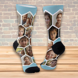 Zeshoekige familie foto collage sokken