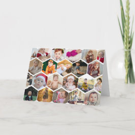 Zeshoekige foto collage feestdagen kaart