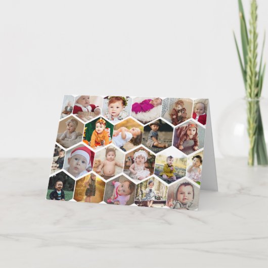 Zeshoekige fotocollage feestdagen kaart (Voorkant)