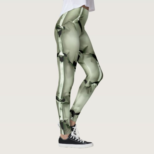 Zeshoekige groene bubble getextureerde achtergrond leggings (Rechts)