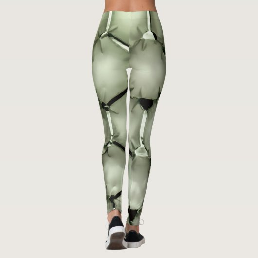 Zeshoekige groene bubble getextureerde achtergrond leggings (Achterkant)