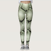 Zeshoekige groene bubble getextureerde achtergrond leggings (Voorkant)