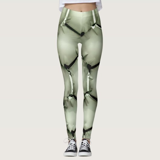 Zeshoekige groene bubble getextureerde achtergrond leggings (Voorkant)