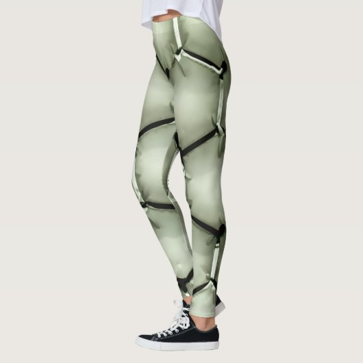 Zeshoekige groene bubble getextureerde achtergrond leggings (Links)