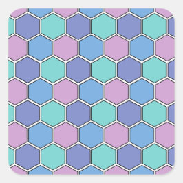 Zeshoekpatroon Pastels Vierkante Sticker