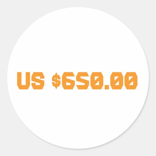 Zeshonderdvijftig dollar ronde sticker (Voorkant)