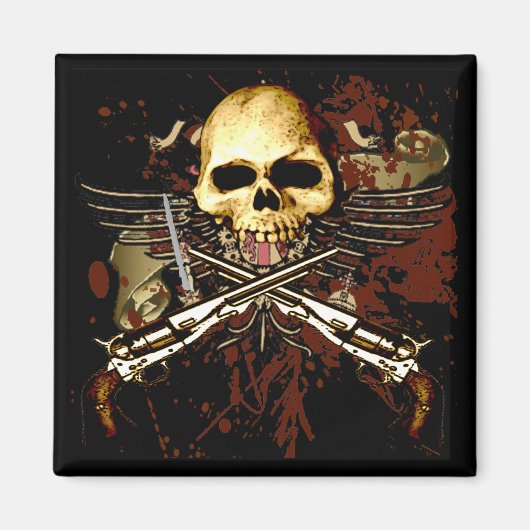 Zeskanonnen met schedel magneet (Voorkant)