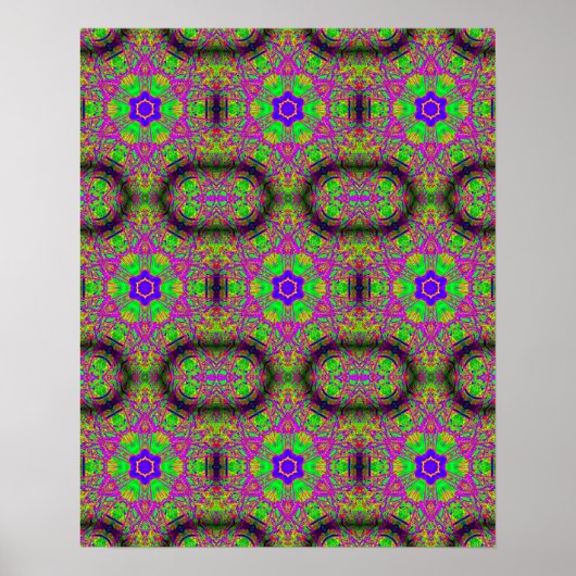 zespuntige blauwe sterren groovy psychedelic poster (Voorkant)