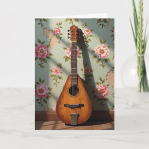 Zessnarige Dulcimer Bloemen Verjaardag Kaart