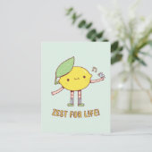 Zest for Life Cute Lemon and Bird Positive Briefkaart (Staand voorkant)