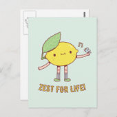 Zest for Life Cute Lemon and Bird Positive Briefkaart (Voorkant / Achterkant)