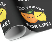 Zest Friends for Life Funny Citrus Pun Dark BG Cadeaupapier (Rol Hoek)