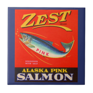 Zest roze zalm uit de jaren '30 kan een label krij tegeltje
