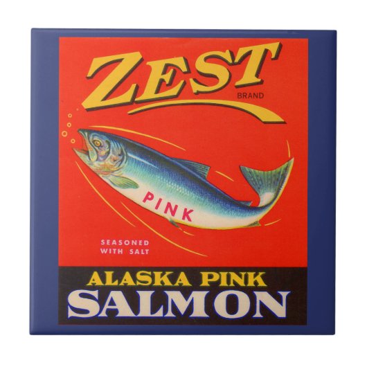 Zest roze zalm uit de jaren '30 kan een label krij tegeltje (Voorkant)