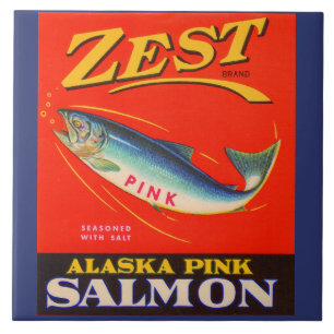 Zest roze zalm uit de jaren '30 kan een label krij tegeltje