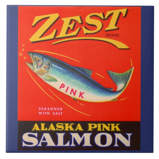 Zest roze zalm uit de jaren '30 kan een label krij tegeltje (Voorkant)