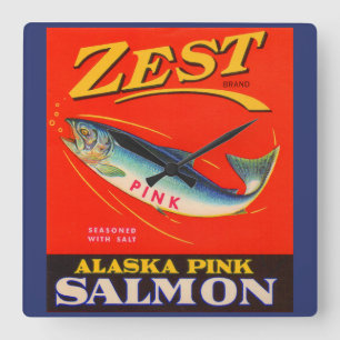 Zest roze zalm uit de jaren '30 kan een label krij vierkante klok