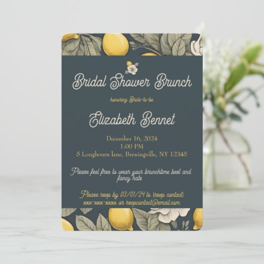 Zest Wishes-Garden Party Bruids Douche Uitnodiging (Staand voorkant)