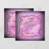 Zestien 16 16e partij roze partij kaart (Voorkant / Achterkant)