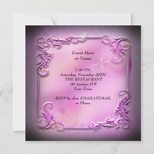 Zestien 16 16e partij roze partij kaart (Achterkant)