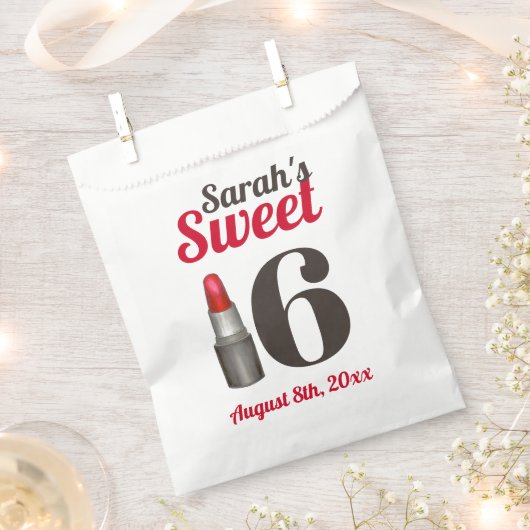 Zestien 16-jarige Rode lipstick Bedankzakje (Geknipt)
