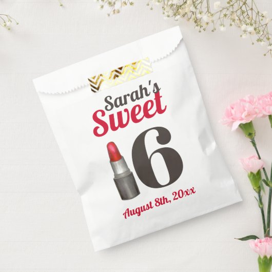Zestien 16-jarige Rode lipstick Bedankzakje (Gezegeld)