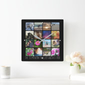 Zestien afgeronde hoeken Foto collage of Instagram Vierkante Klok (Huis)