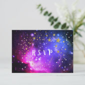 Zestien Avond onder de sterren Space Nebula RSVP Kaartje (Staand voorkant)