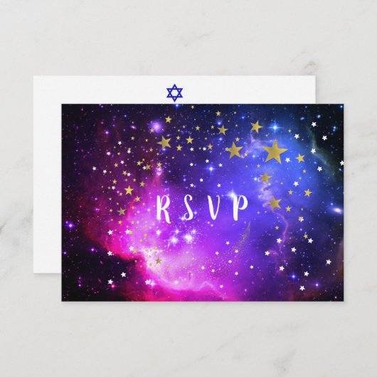Zestien Avond onder de sterren Space Nebula RSVP Kaartje (Voorkant / Achterkant)