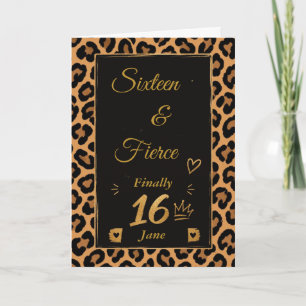 Zestien & Fierce Luipaard Sweet 16 Verjaardag Kaart